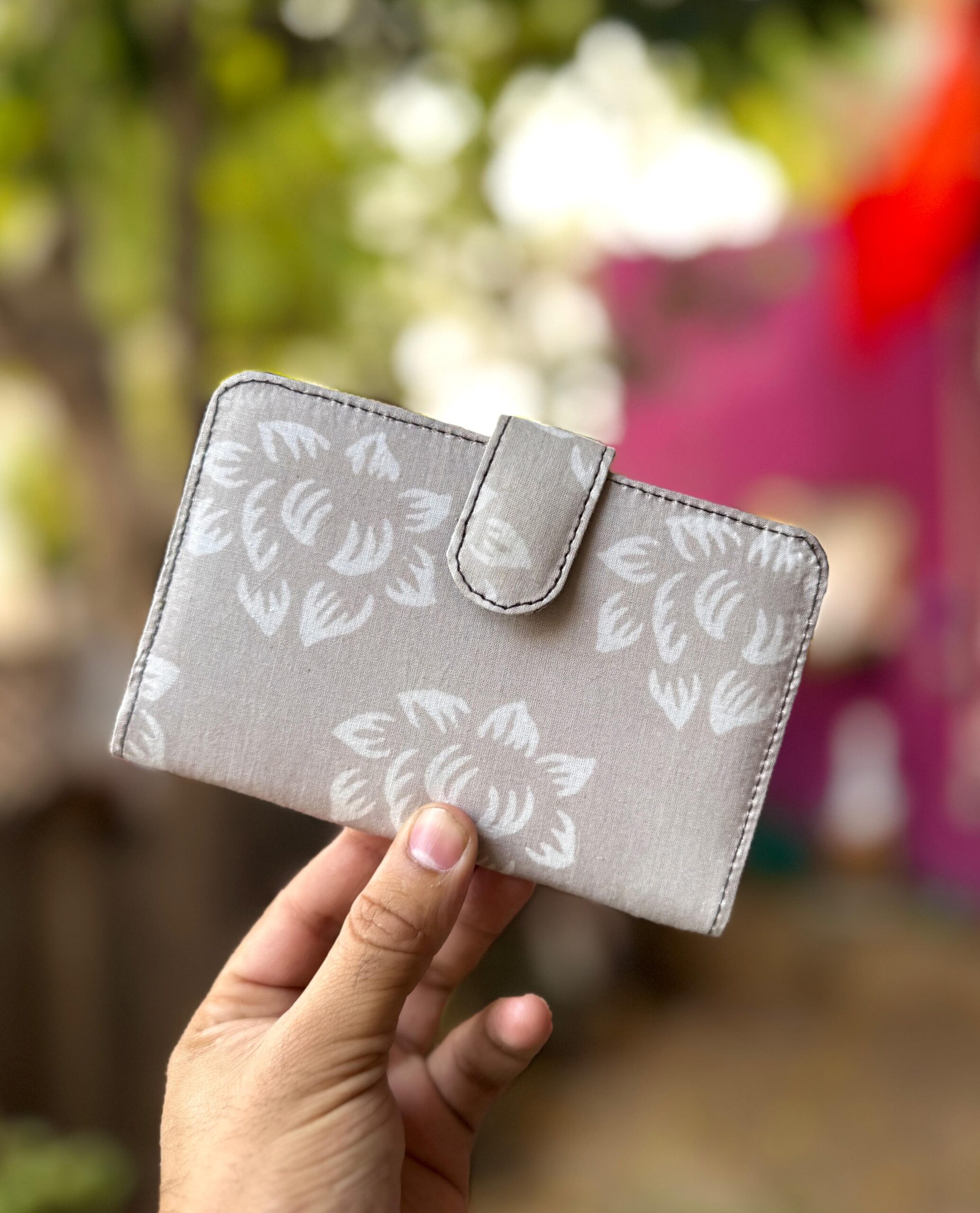 Cards and Passport Holding Cover – Hand Block Printed Fabric | Double Pocket | 4 Card Slots (6″ x 3″) - Image 6