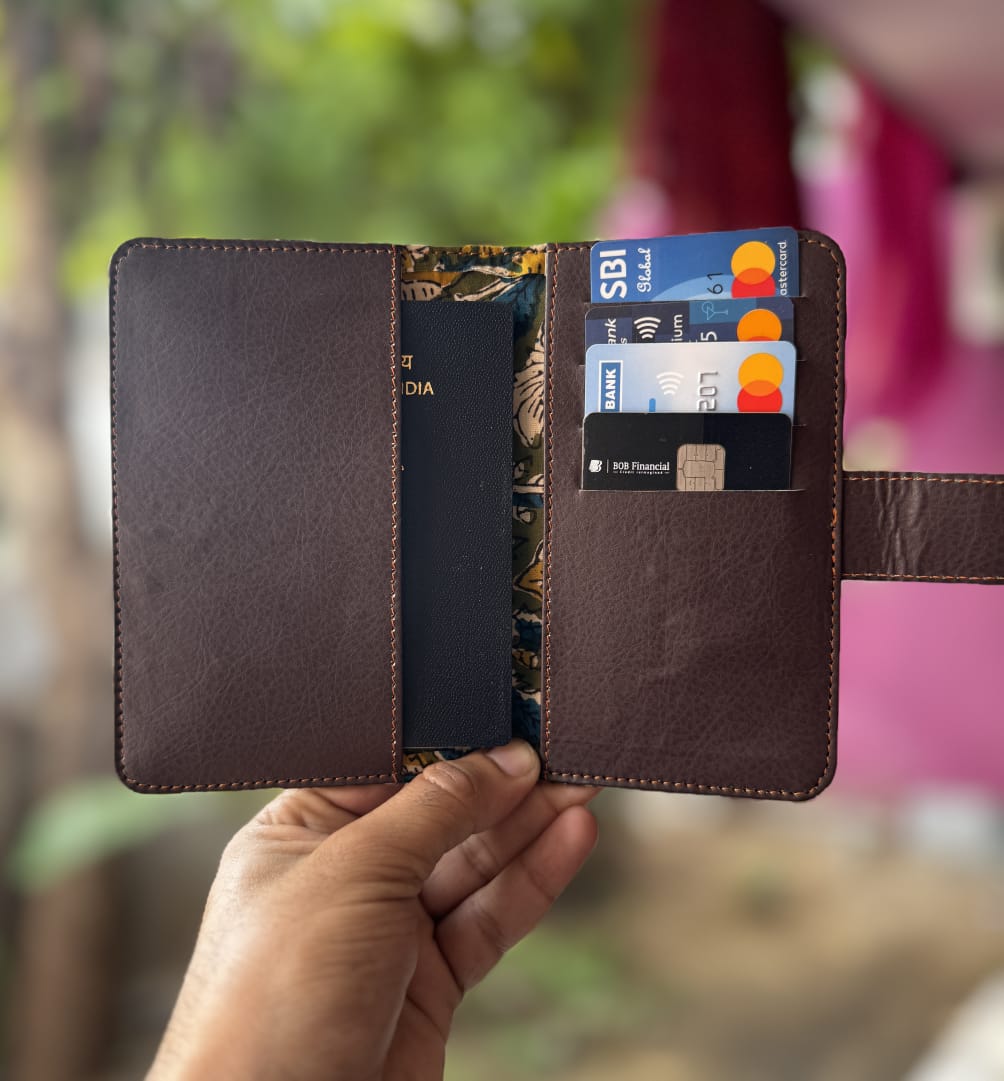 Cards and Passport Holding Cover – Hand Block Printed Fabric | Double Pocket | 4 Card Slots (6″ x 3″) - Image 8