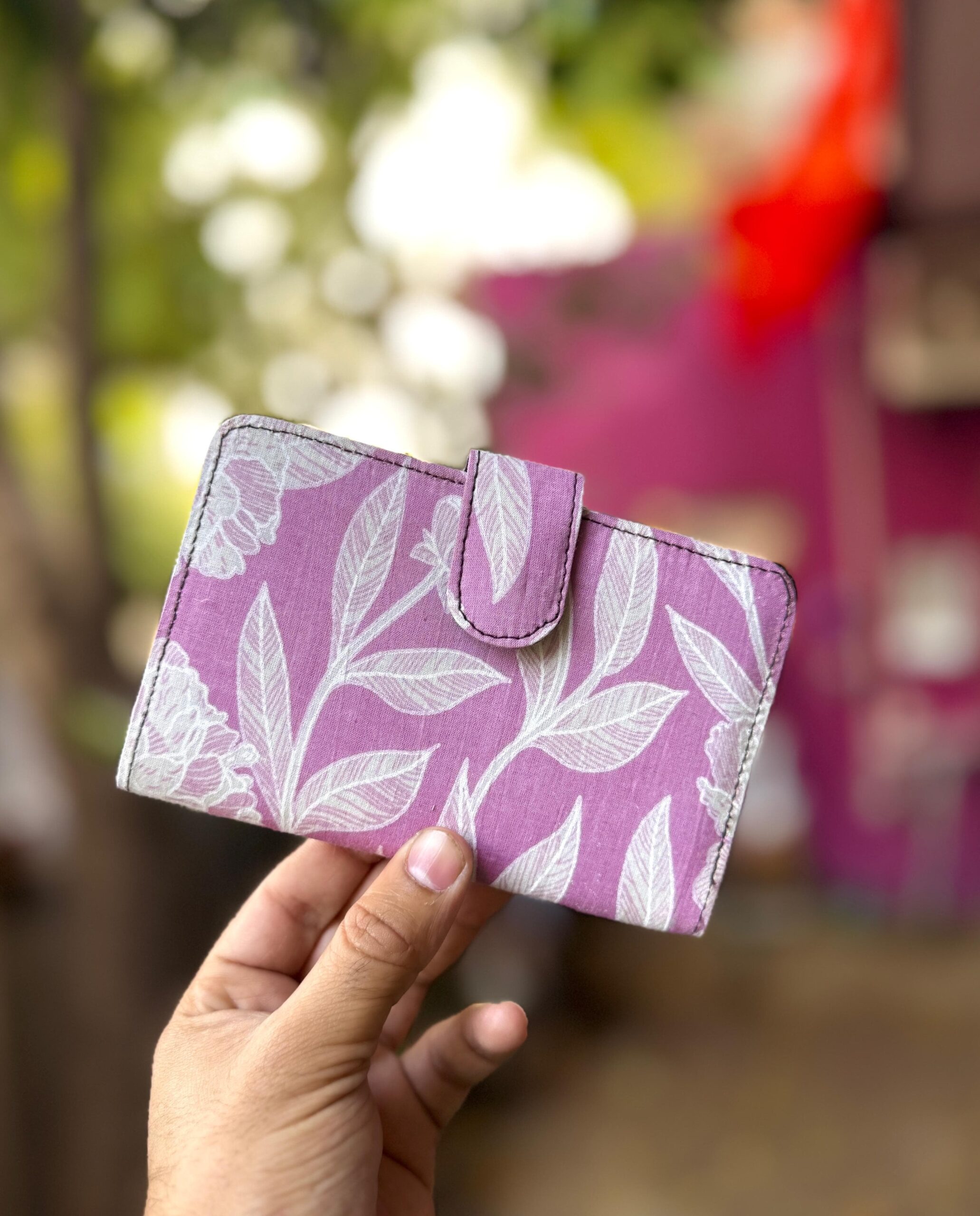 Cards and Passport Holding Cover – Hand Block Printed Fabric | Double Pocket | 4 Card Slots (6″ x 3″) - Image 4