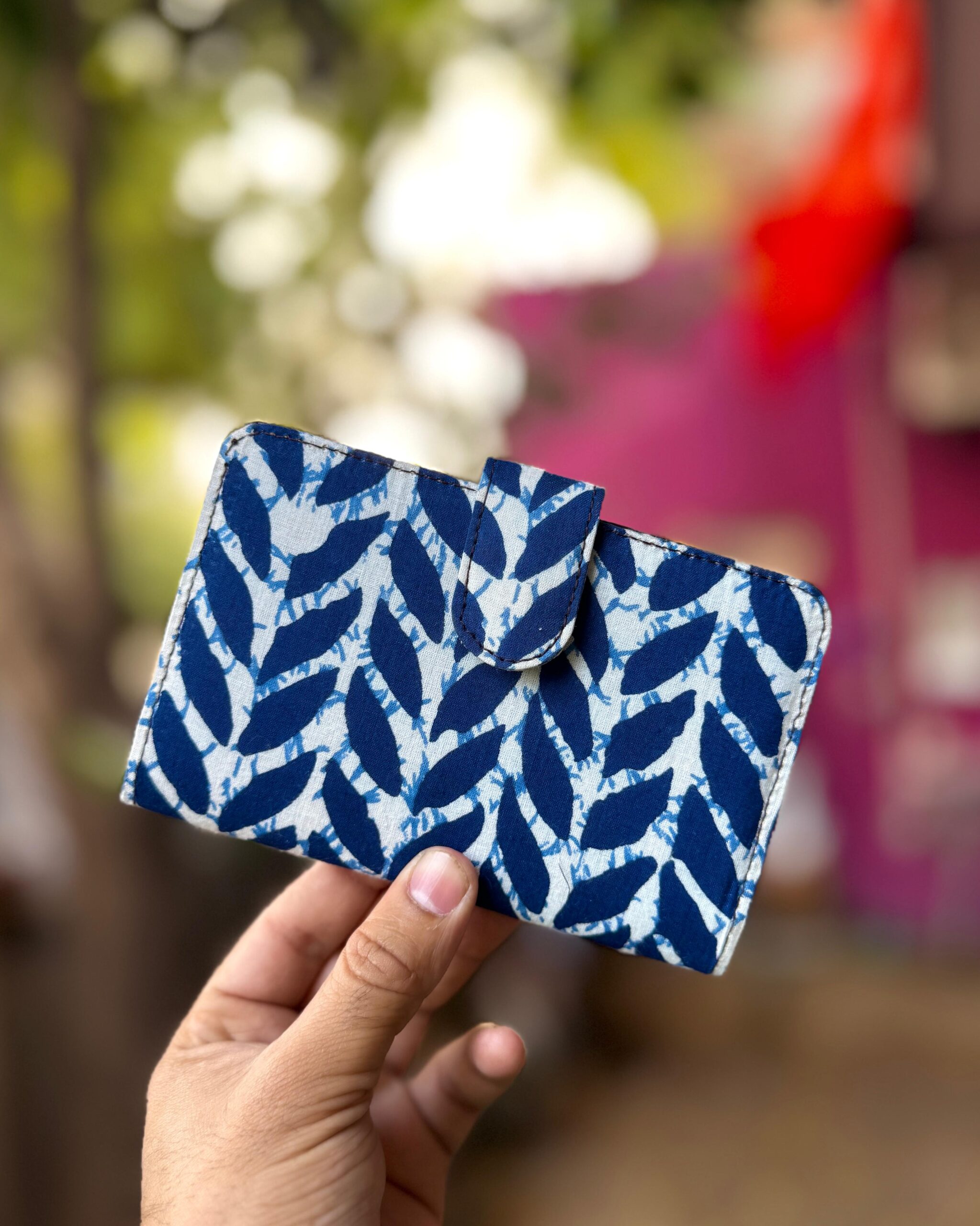 Cards and Passport Holding Cover – Hand Block Printed Fabric | Double Pocket | 4 Card Slots (6″ x 3″) - Image 3