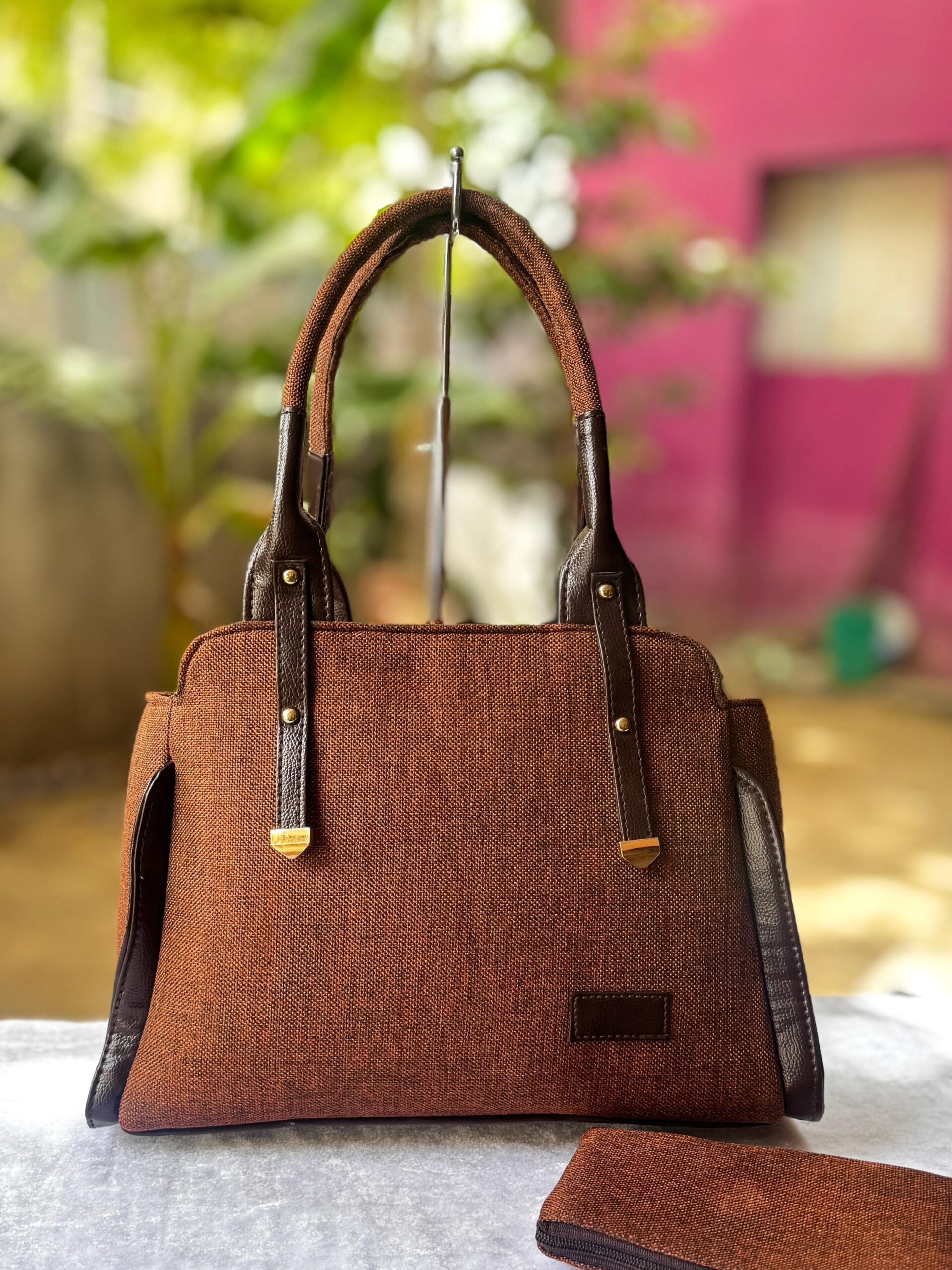 The Moscow Tote – Hand Block Printed & Jute Fabric Tote Bag (12" x 10") - Image 8