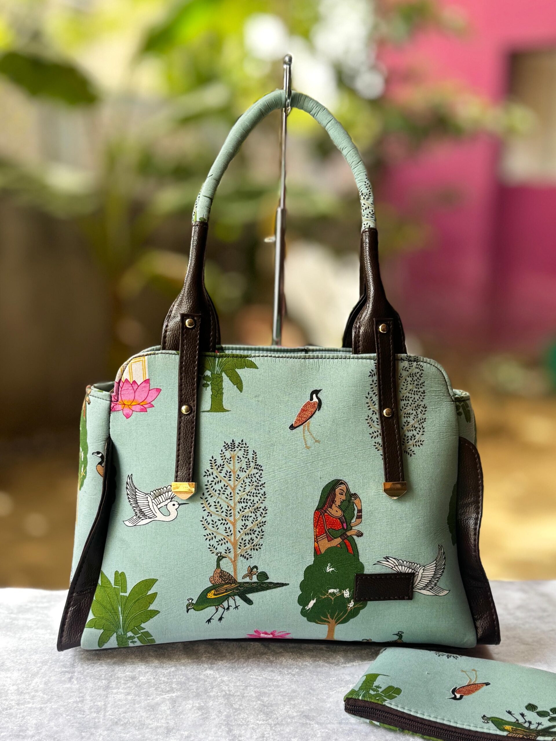 The Moscow Tote – Hand Block Printed & Jute Fabric Tote Bag (12" x 10") - Image 7